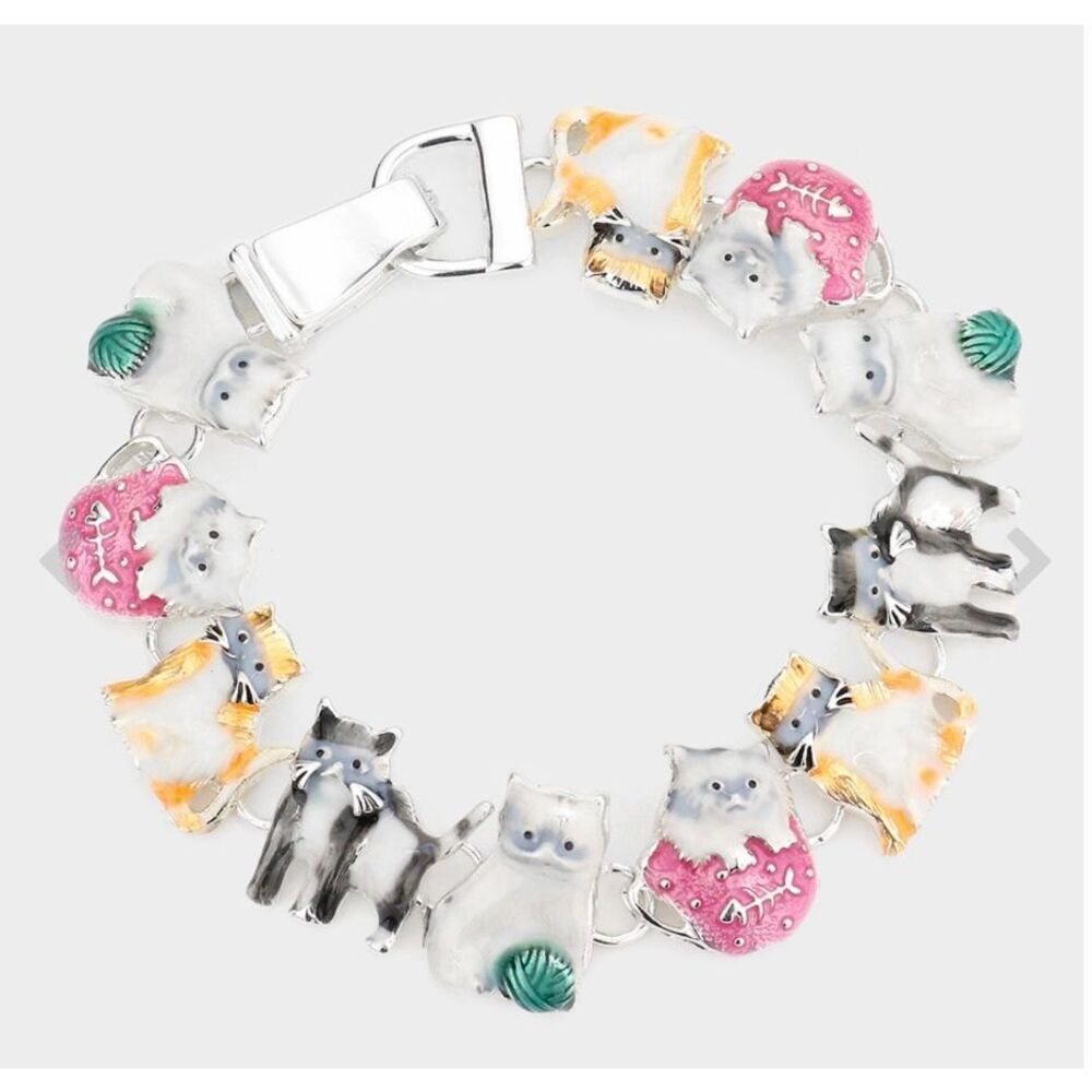 Brand New Boutique Womens Kitty Cat Lovers Kitten Lovers Link Magnetic Bracelet